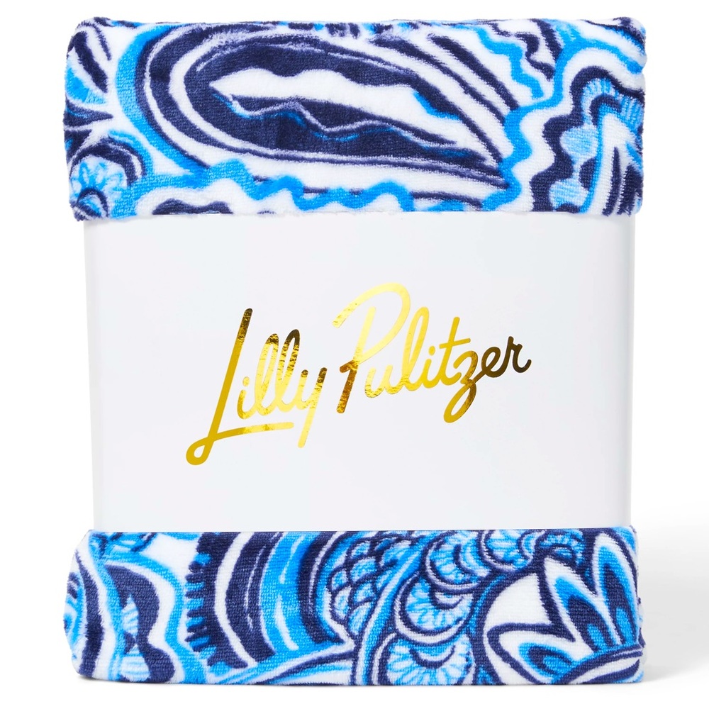 NWT Lilly Pulitzer Fleece Blanket, Resort White Give It a Whirl